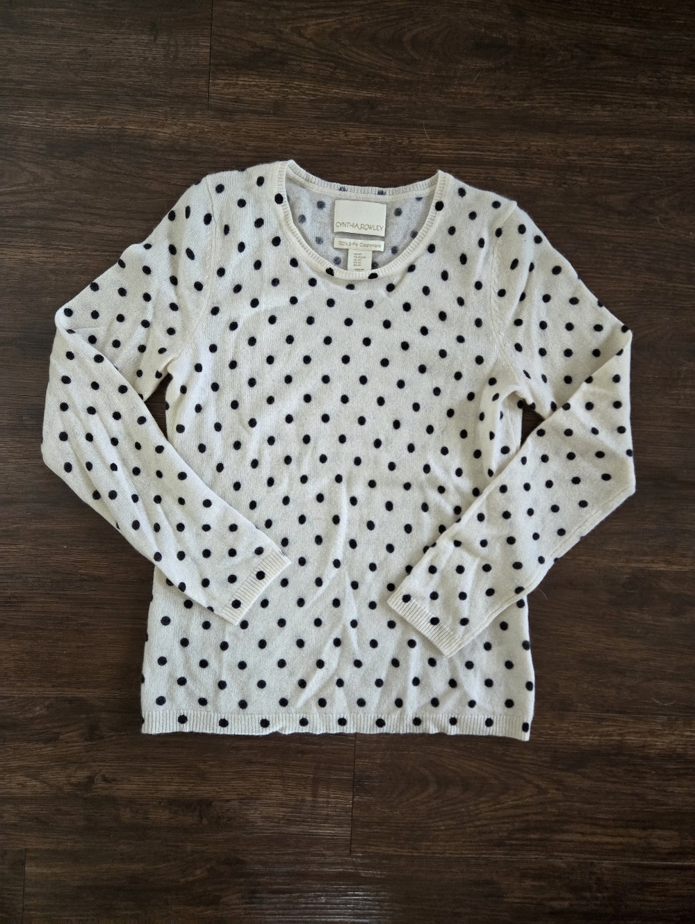 Cynthia Rowley 100% Cashmere Polka Dot Crewneck Sweater Women's XS